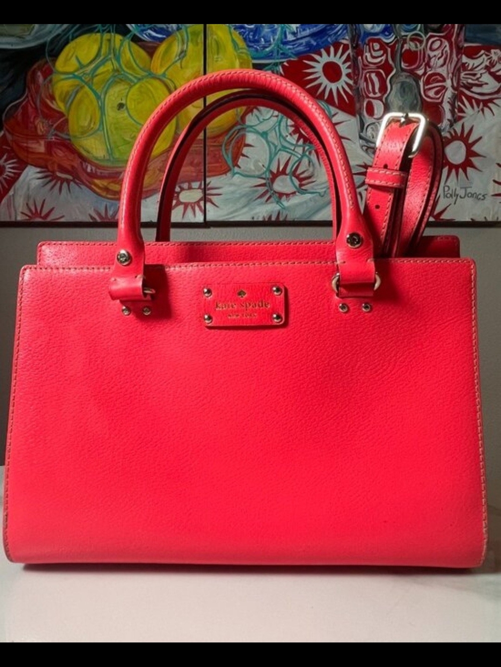 Kate Spade New York Wellesley Durham Leather Satchel Crossbody Tote Bag Red